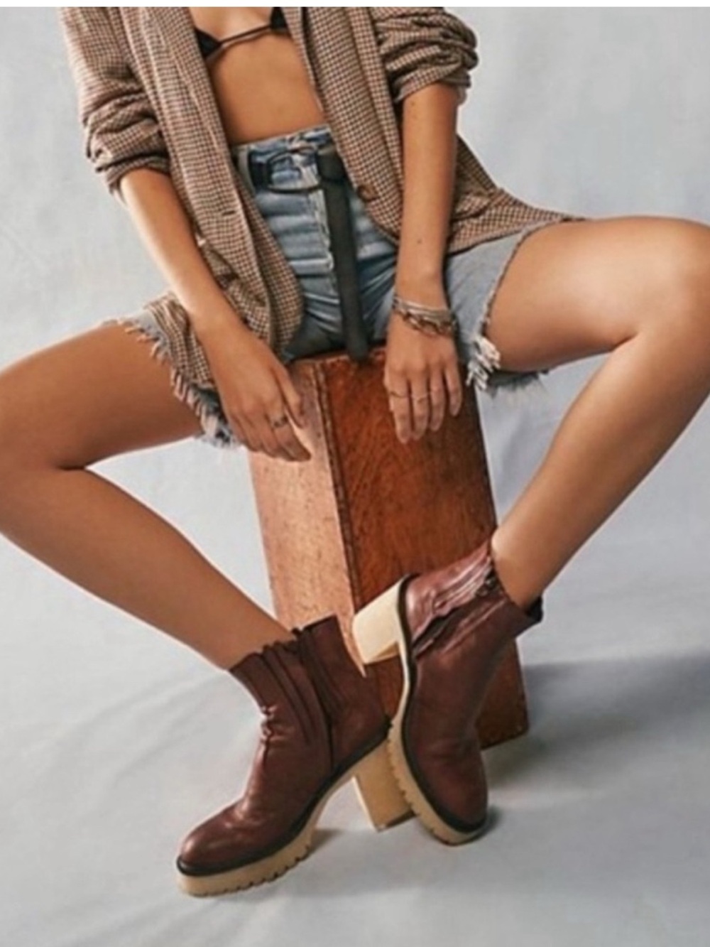 Free People James ChelseaLeather Chunky Heel Ankle Boots - Classic Casual
